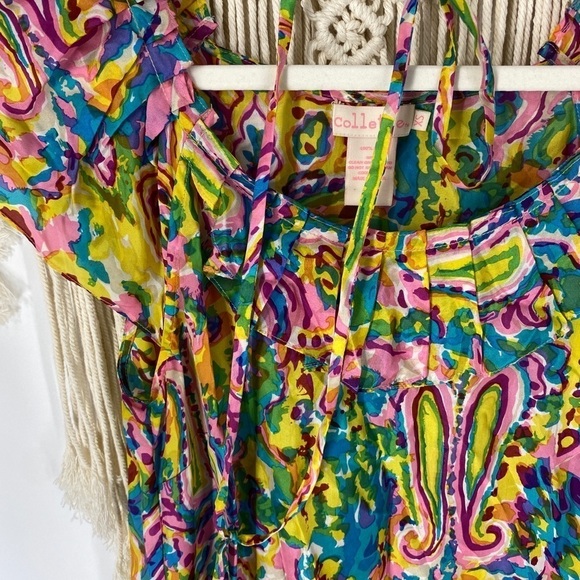 Collette Anthropologie Floral Rainbow Silk Dress - Picture 2 of 5